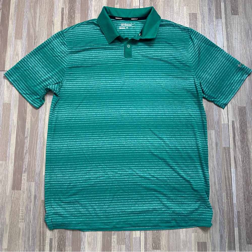 Nike Green Striped Polo Shirt